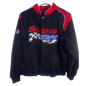 Snap-on Racing Jacket Mens XL, Black/ Red Embroidered Checkered Flag.